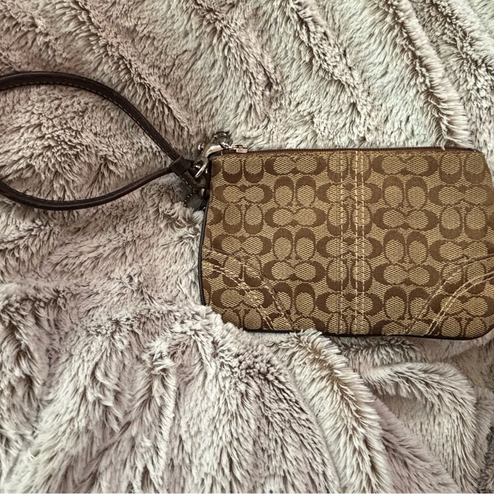 SOLD !!!!!  Coach Brown Monogram Clutch Wristlet